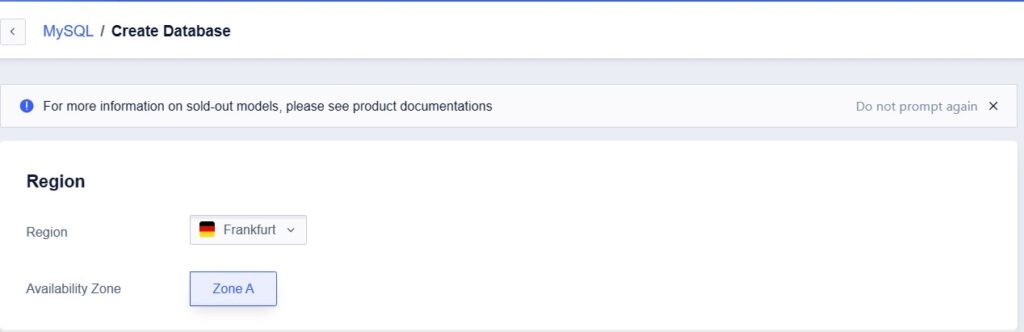 Choosing region for UDB MySQL