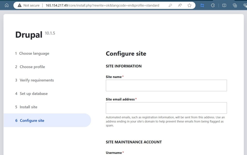 Entering website information into Drupal for management